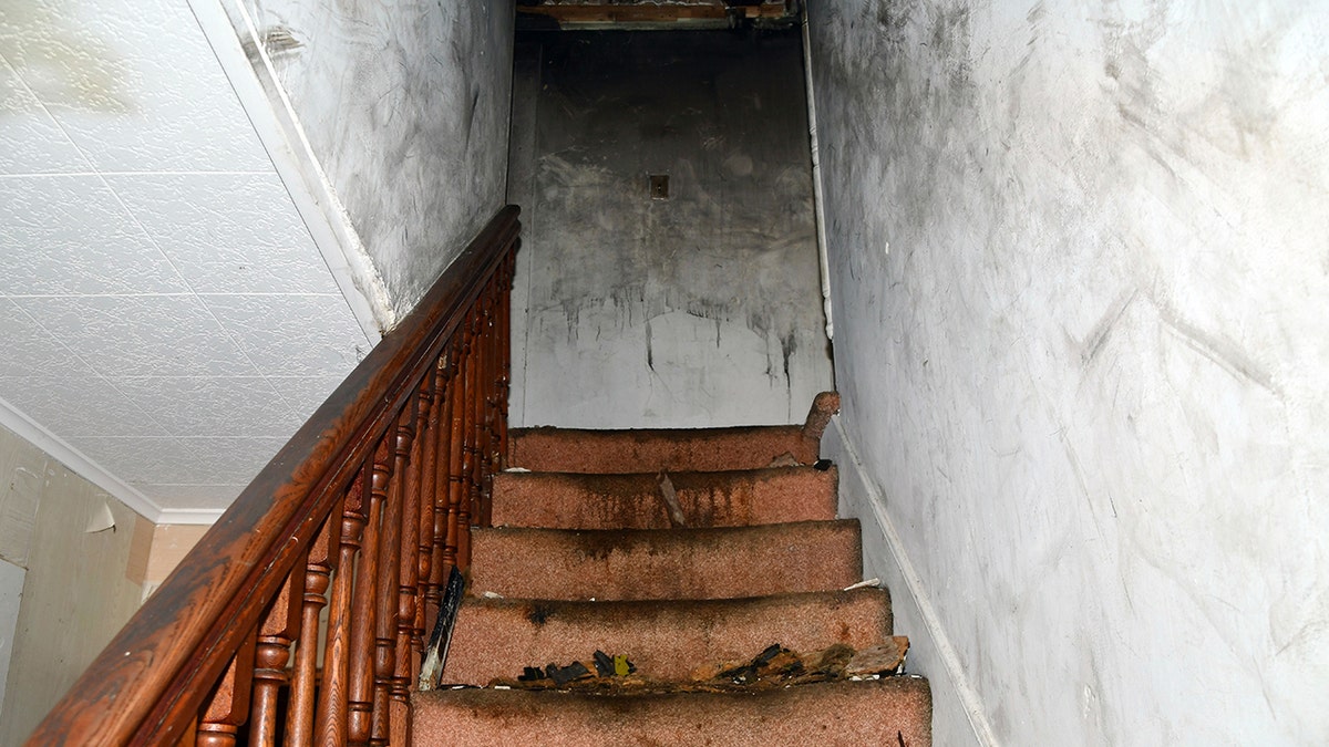 The staircase at Kimberly Sullivan's Connecticut house
