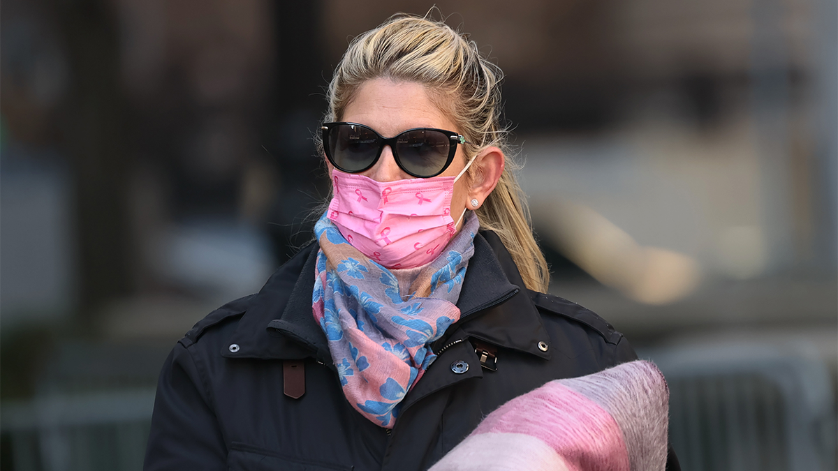 nadine menendez in front of the court house
