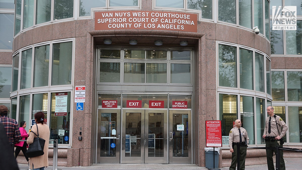 Outside of the Van Nuys Courthouse in Los Angeles