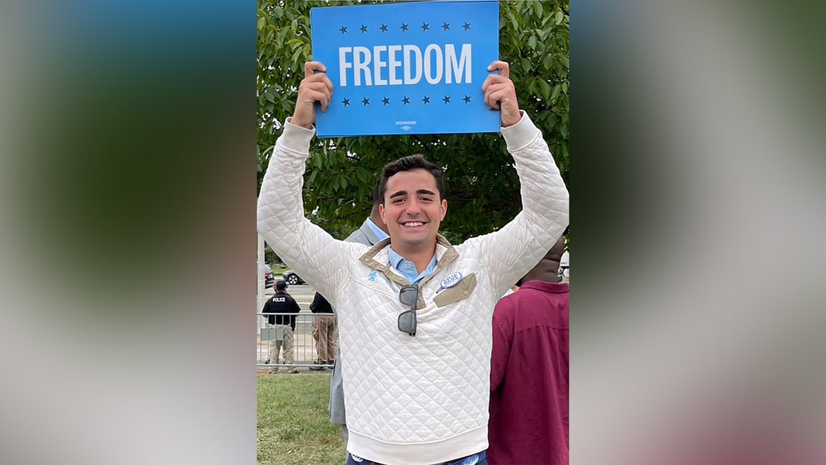 Petros Krommidas at a demonstration