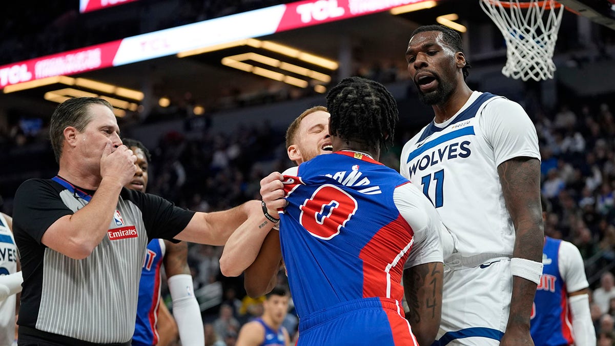Timberwolves and Pistons players altercation