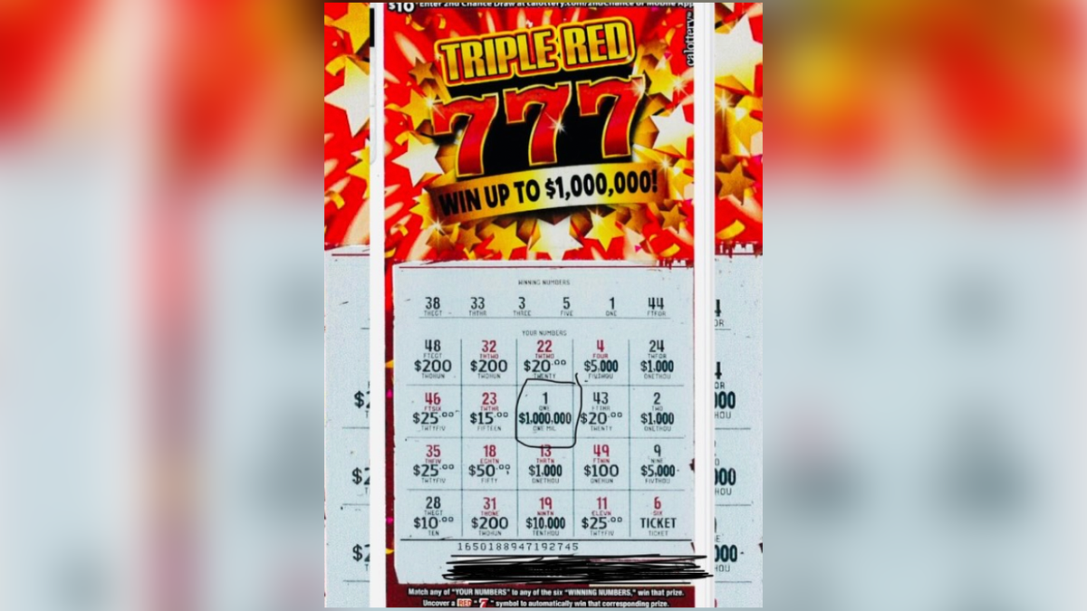 Image of reported winning lottery ticket