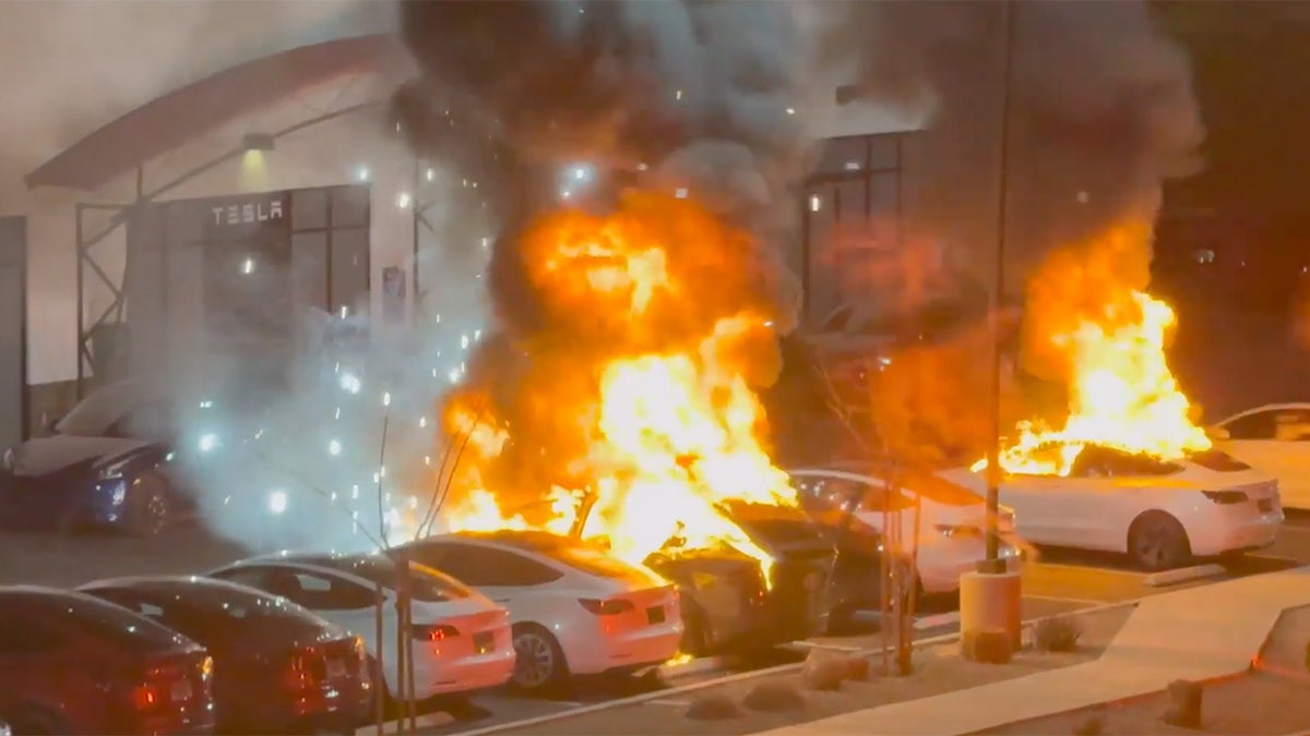 Tesla vehicles were set on fire in Las Vegas