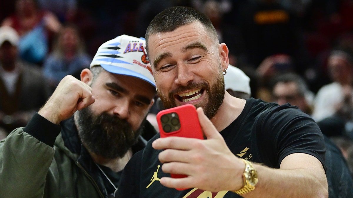 Travis and Jason Kelce celebrate