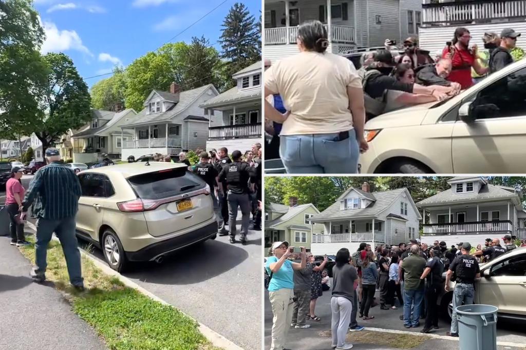 Mass. ICE arrest disrupted by unruly crowd —including woman trying to block cop car while holding newborn