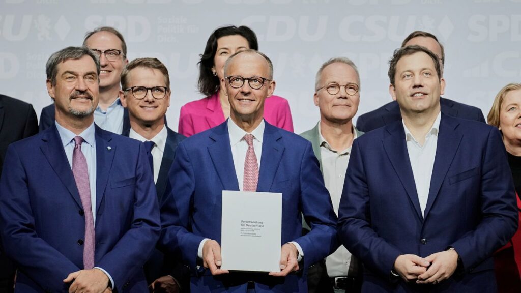 Germany's CDU/CSU and SPD leaders sign coalition agreement in Berlin