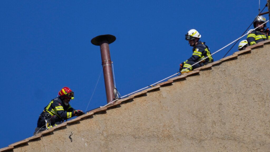 Chimney installed on Sistine Chapel's roof ahead of conclave to pick Pope Francis' successor