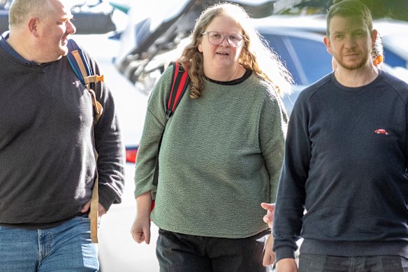 Tanya Patterson (centre) outside court in Morwell on Thursday.