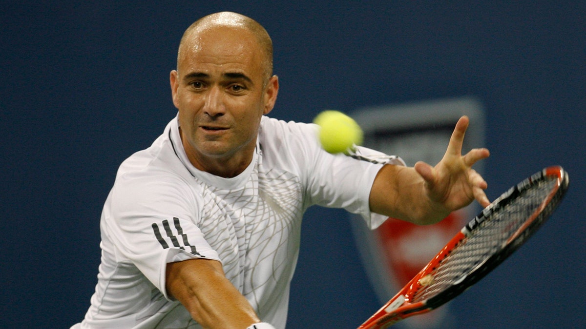 Andre Agassi on court