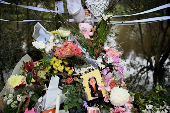 A memorial on the bank of the Erina Creek marks the spot where Audrey Griffin’s body was found.