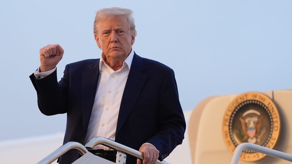 Trump on Air Force One steps