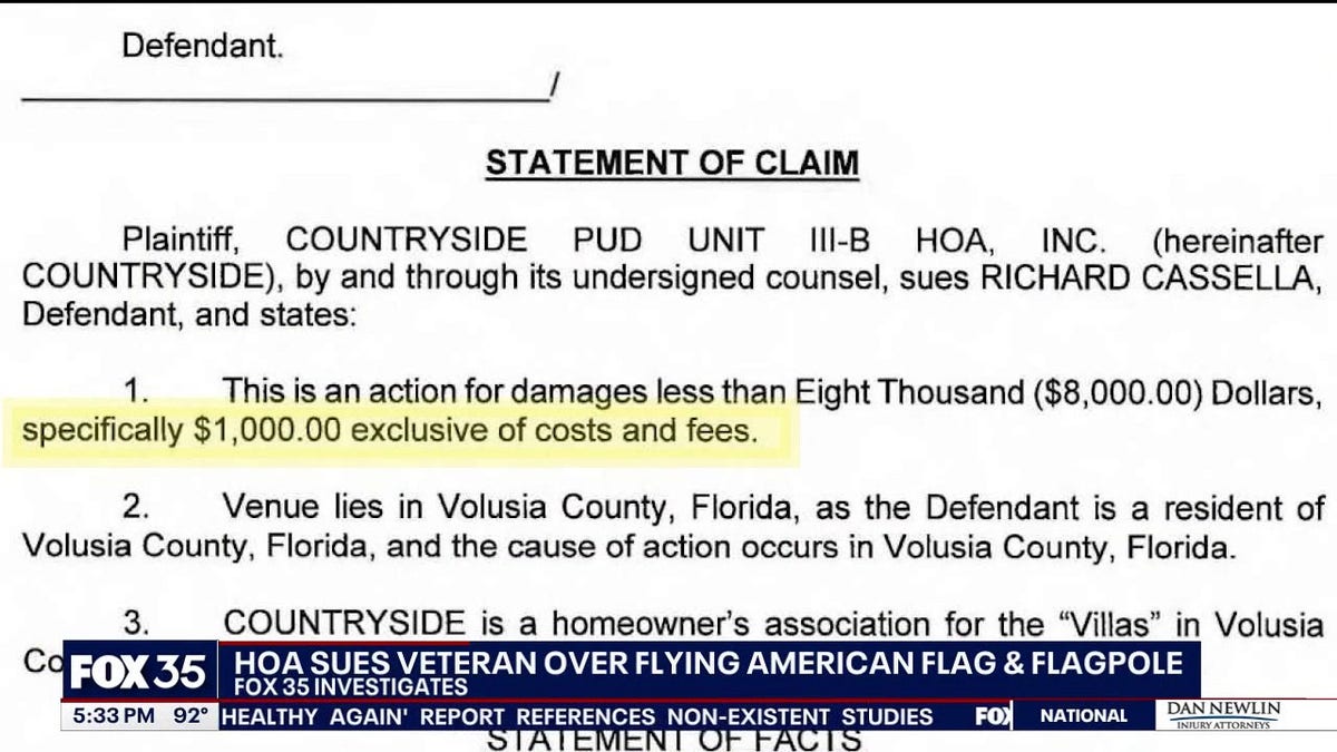 HOA letter to veteran