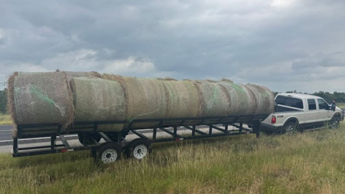 Hay bales on trailer