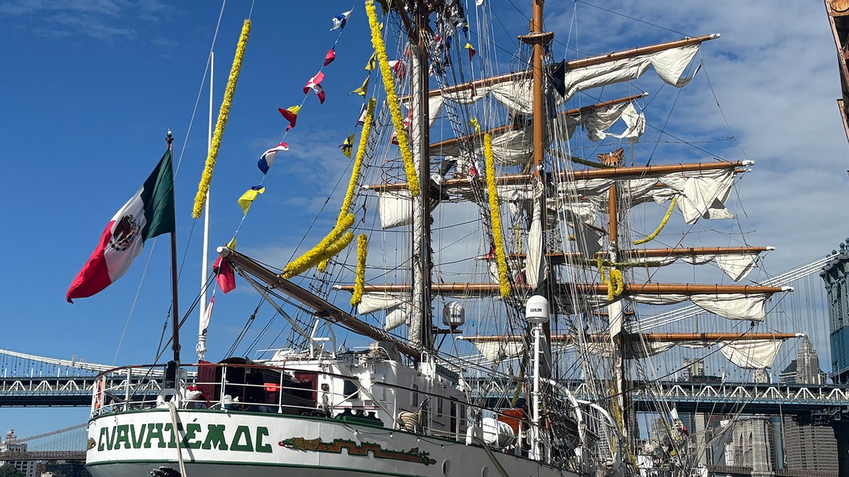 Mexican Navy ship moored after crash