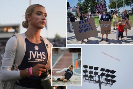 California track and field championship sees arrest and aerial banner amid transgender controversy