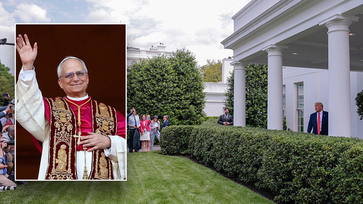 President Donald Trump at the White House outside with pope Leo XIV thumb photo 