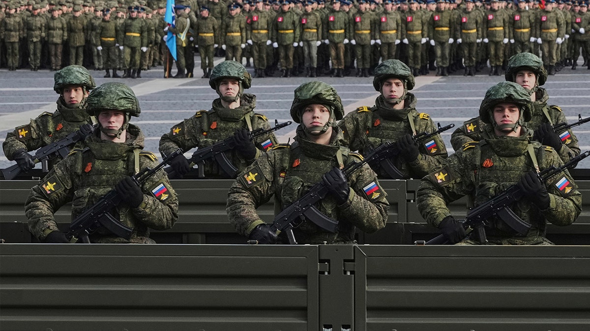 Russian soldiers lined up