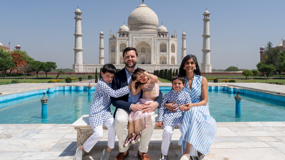 Vice President JD Vance and Second family disembark Marine Two at Joint Base Andrews, Maryland, Thursday, April 17, 2025, and boards Air Force Two en route to Rome, Italy.