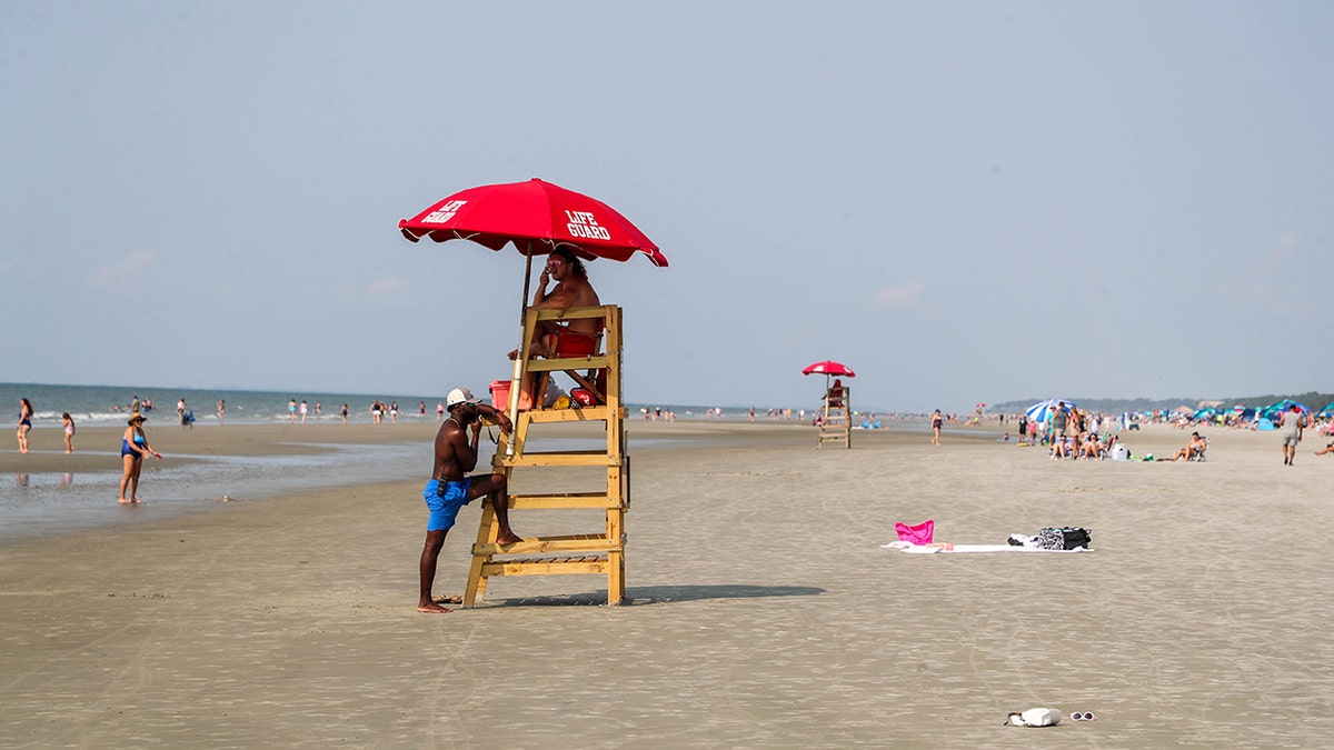 Lifeguards monitor the surf at Coligny Beach on Hilton Head Island. 
