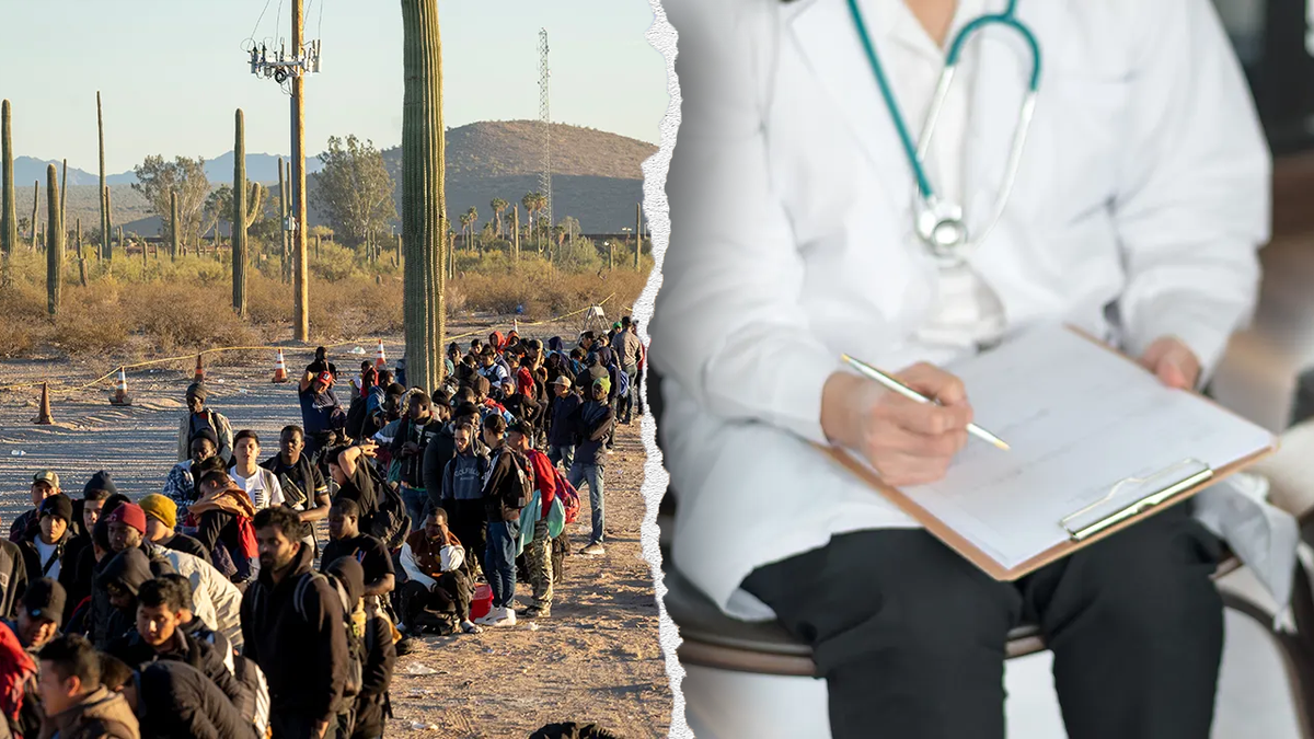 Border crossings in Arizona and a doctor holding a clipboard with forms