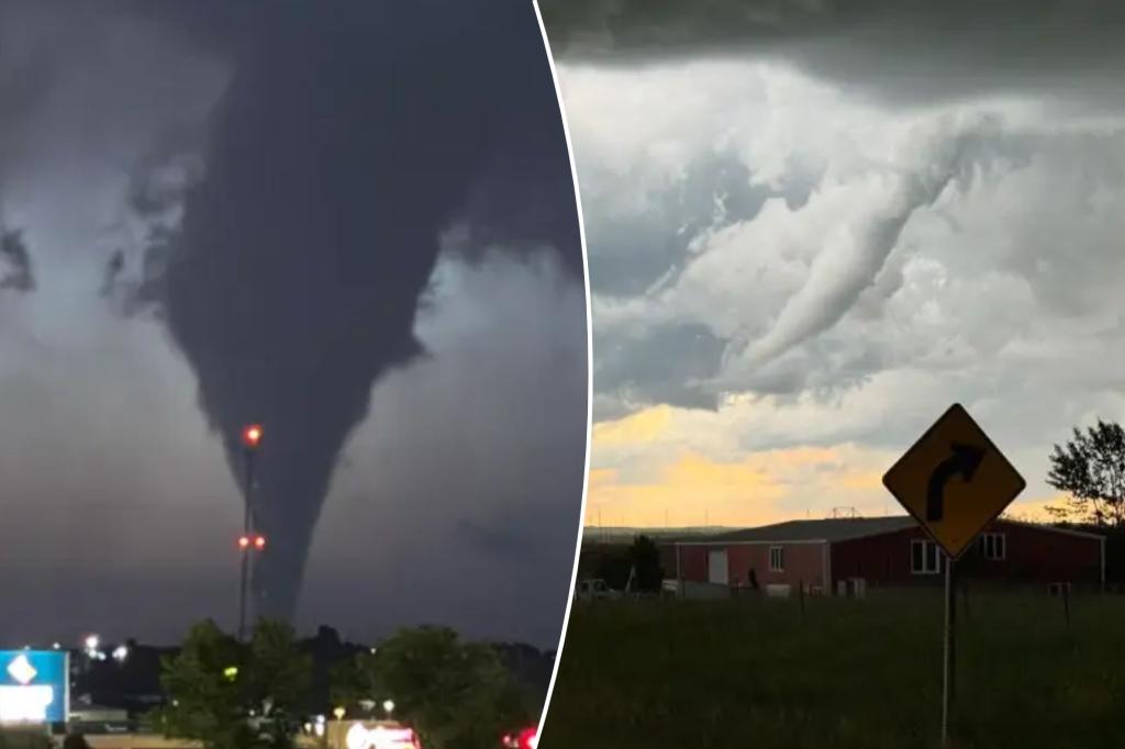 Eerie tornadoes bring haunting sights along darkened North Dakota horizons as nightfall looms