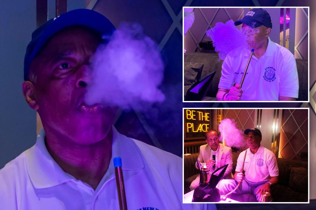 Mayor Adams seen puffing on hookah at flashy Sands of Persia lounge in Queens – day after US airstrikes on Iran