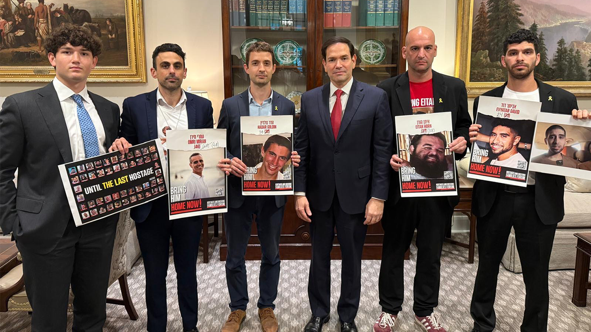 Anthony Rubio, Moshe Lavi, Tzur Goldin, Secretary of State Marco Rubio, Iair Horn and Ilay David.