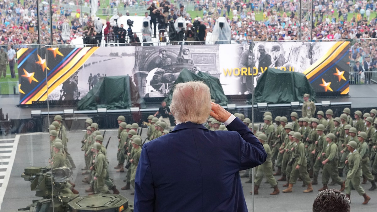 President Donald Trump salutes