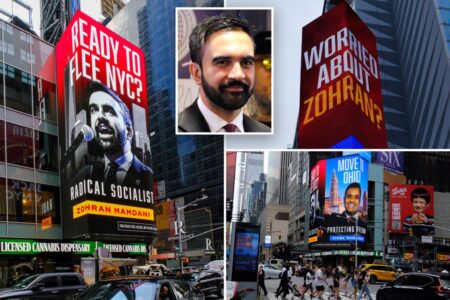 Anti-Zohran Mamdani ‘move to Ohio’ billboard in Times Square ripped by NYers: ‘Why would we even go there?’