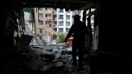 Russian strikes on Kyiv kill one as fires break out in the city