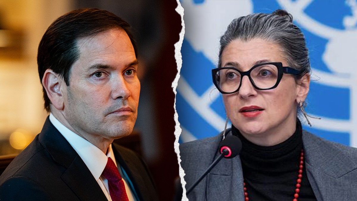 Marcio Rubio, left, Francesca Albanese, right