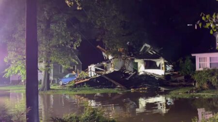NJ home catches fire and explodes in storm— but family had already fled due to flash-flooding alerts