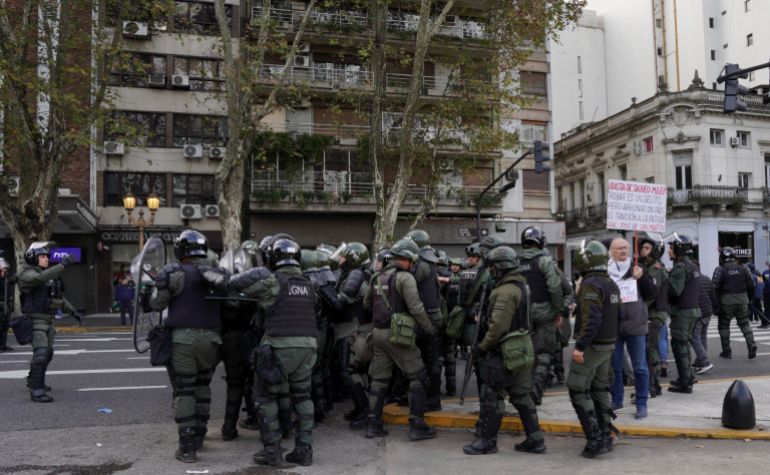 Pensioners protesting in Argentina