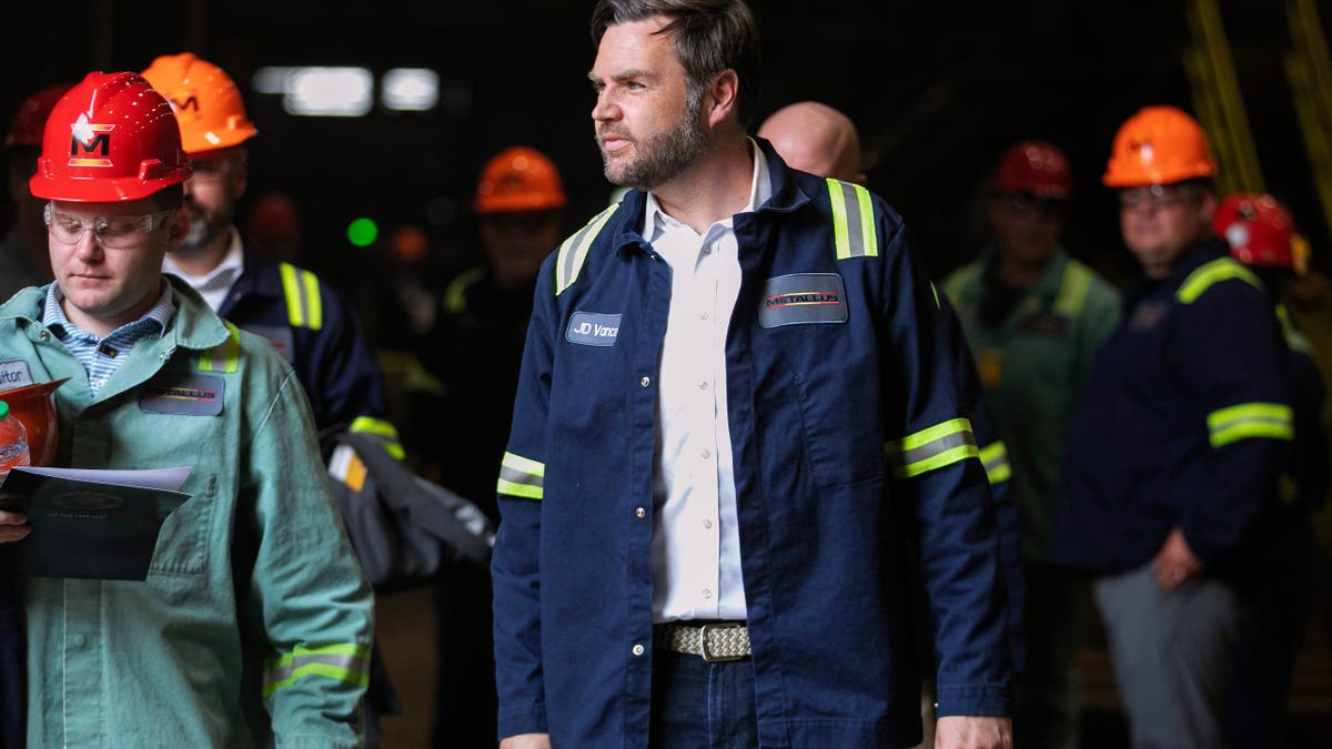 Vice President JD Vance tours the Metallus plant in Canton, Ohio, on Monday, July 28, 2025.