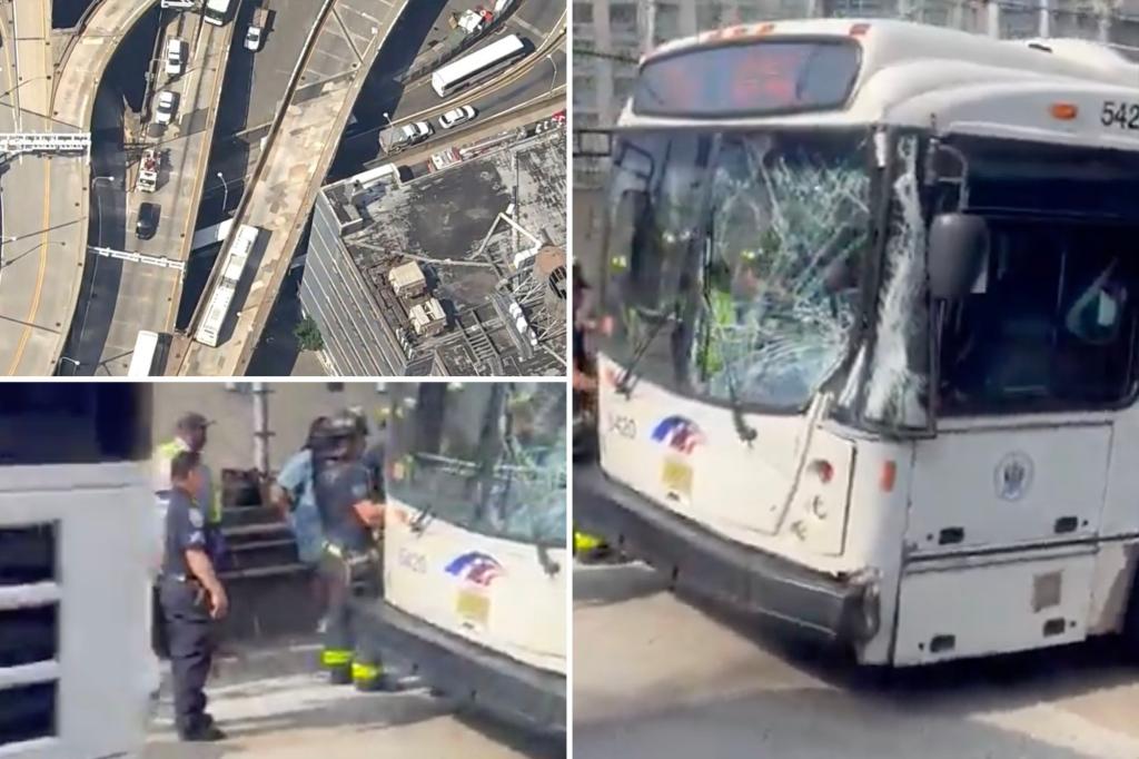 NJ Transit bus crashes with another bus outside Port Authority, injuring more than two dozen people