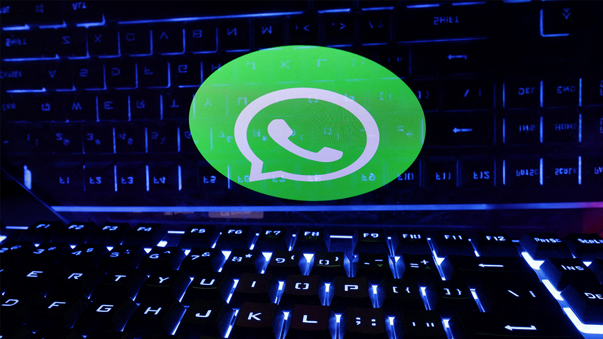 WhatsApp in front of a keyboard