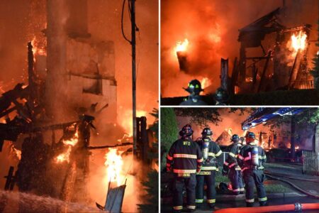 Historic New Jersey synagogue engulfed by flames as rabbi, family ‘luckily’ escape inferno