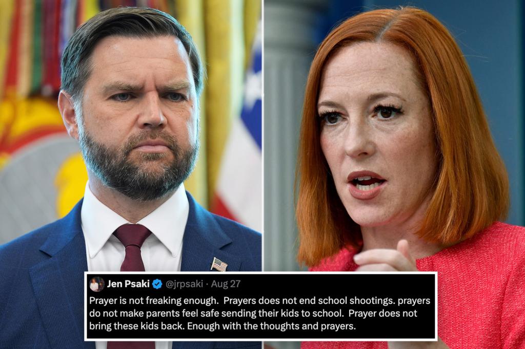 JD Vance blasts Jen Psaki for post declaring prayer ‘is not freaking enough’ in response to Minnesota shooting