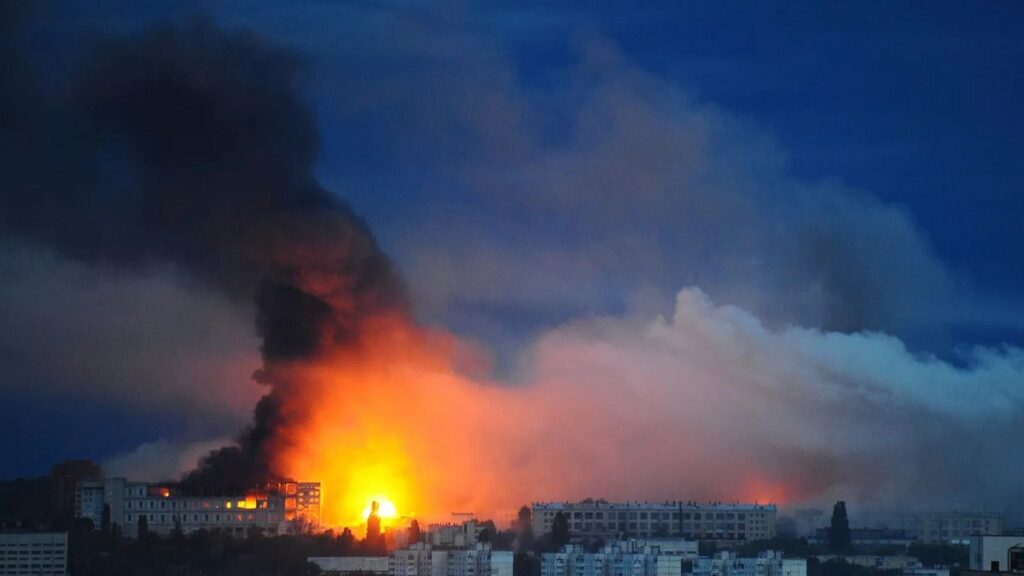 Ukraine claims attacks on Russian drone storage airbase and plant