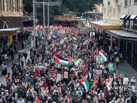 Tens of thousands march across world in support of Palestinians in Gaza