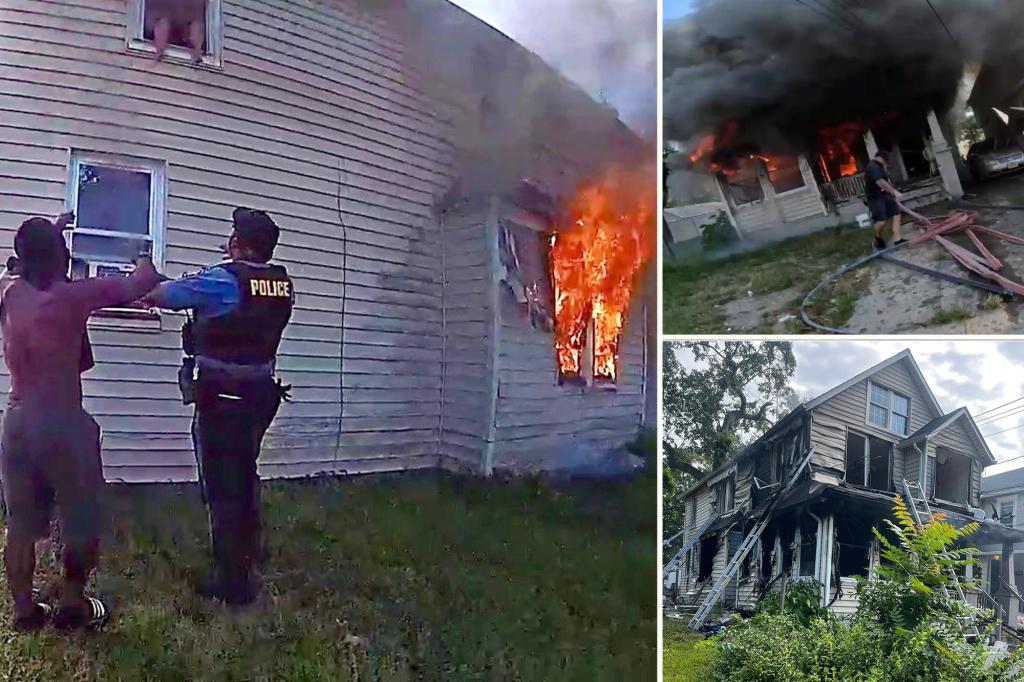 Dramatic bodycam shows New Jersey child, 8, leap from second-story window into officer’s arms as blaze engulfs home