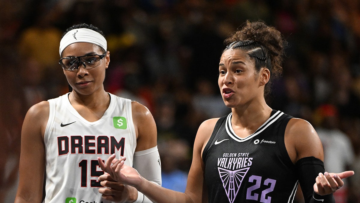 Veronica Burton and Allisha Gray in July 2025