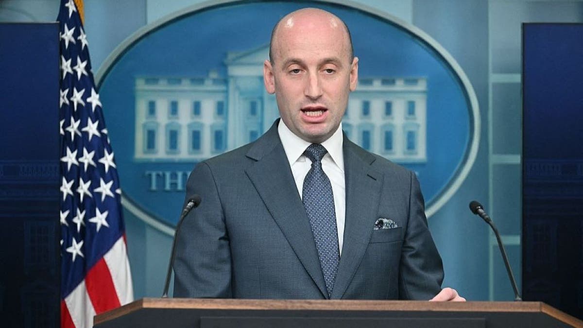White House Deputy Chief of Staff Stephen Miller speaks during a press briefing on 'restoring common sense' in the Brady Briefing Room of the White House in Washington, DC, on May 1, 2025. (Photo by Jim WATSON / AFP) (Photo by JIM WATSON/AFP via Getty Images)