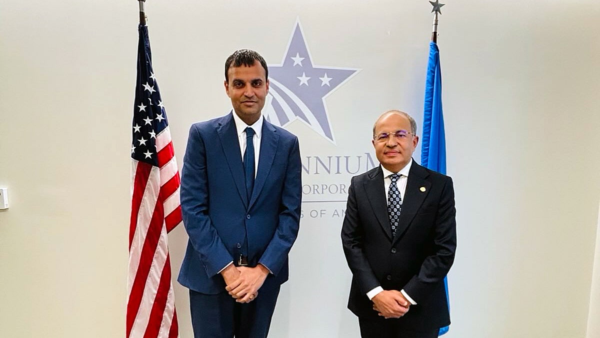 Dr. Sohan Dasgupta meets with Nepal’s ambassador at Millennium Challenge Corporation headquarters in Washington, D.C.