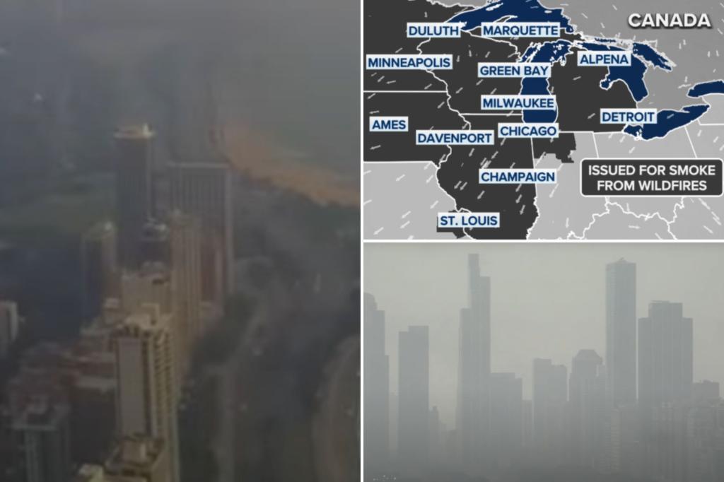 Chicago, Minneapolis smothered with worst air quality in world as Canadian wildfire smoke returns