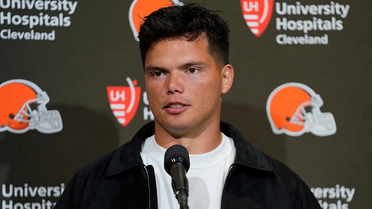 Dillon Gabriel at a press conference