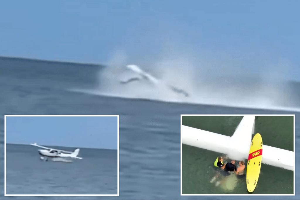 Heart-stopping video shows small plane crash into ocean and flip over — as rescuers race to save pilot’s life