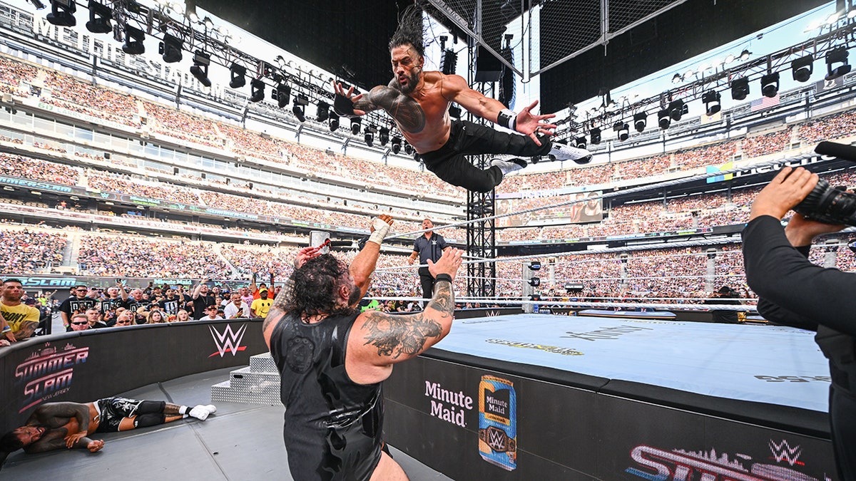 Roman Reigns flies