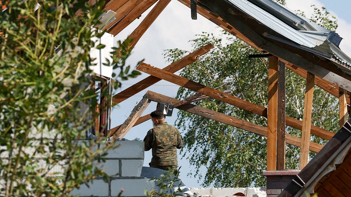 Polish soldier views aftermath of Russian drone incusion