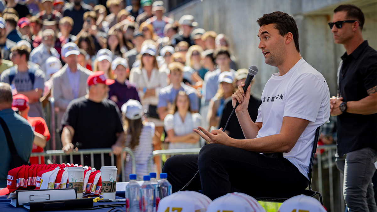 Charlie Kirk speaks before he is shot